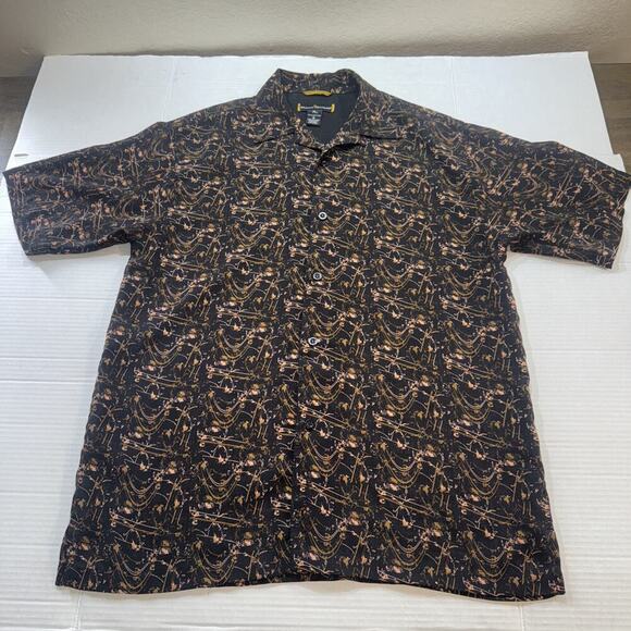 VINTGAE Stacy Adams CLUBBING Shirt Button Up Short Sleeve Black - Men's Size M - Picture 1 of 9